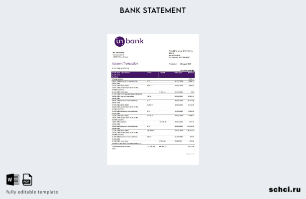 цифровая загрузка шаблона слова выписки из банка Эстонии Inbank